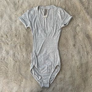 Free People Bodysuit One Piece T-Shirt Tee Grey
